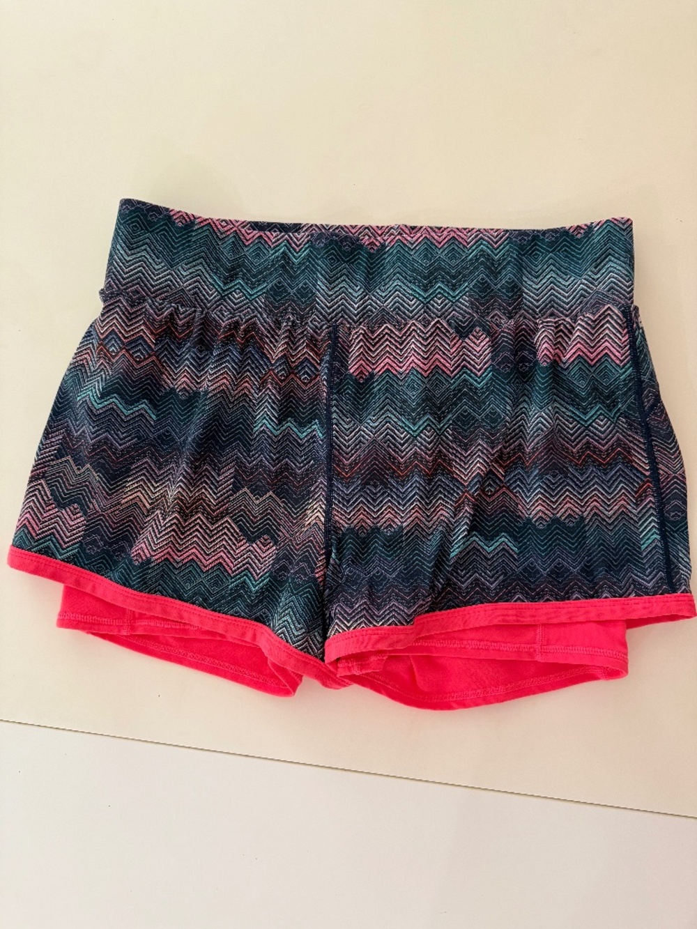 Fabletics Workout Shorts Multicolor w Orange, Size L